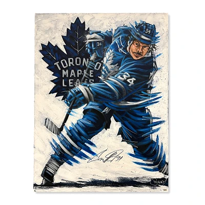 Auston Matthews Toronto Maple Leafs Autographed Stretched 30" x 40" Original Canvas Artwork - Art by Eric Sevigny - #1 of Limited Edition 1