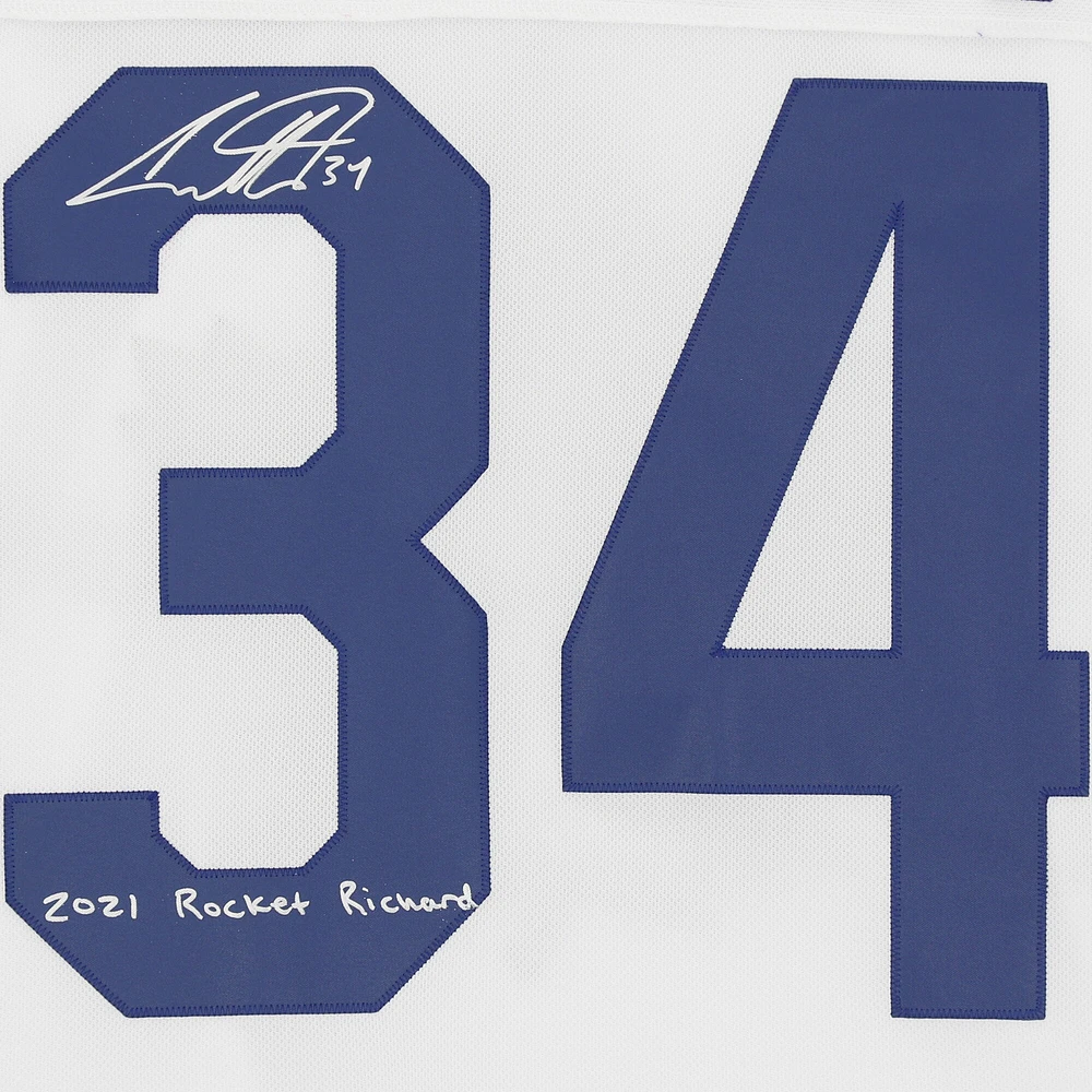 Auston Matthews Toronto Maple Leafs Autographed White adidas Jersey with "2021 Rocket Richard" Inscription