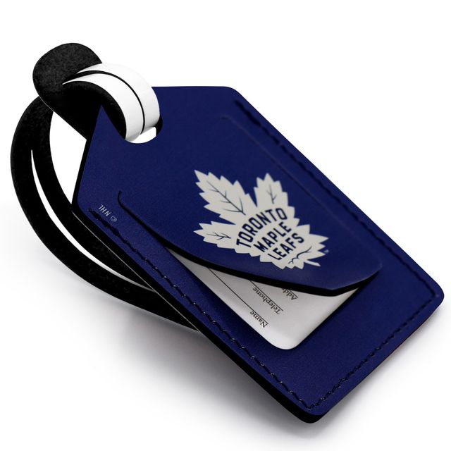Étiquette de bagage en cuir personnalisée Maple Leafs de Toronto bleu