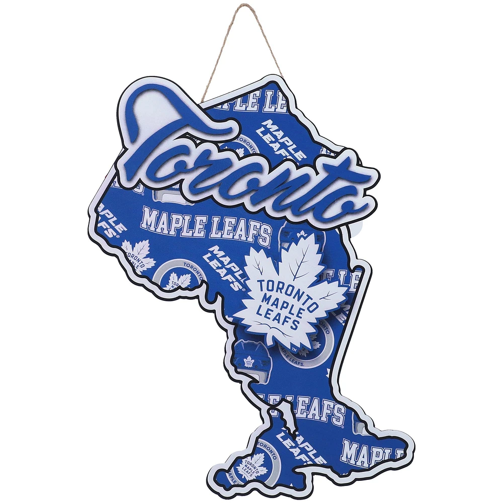 Panneau d'État découpé sous forme de matrice FOCO Toronto Maple Leafs 10,5'' x 15''