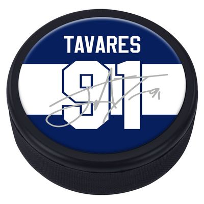 John Tavares Toronto Maple Leafs NHL Souvenir Player Puck With Replica Signature Can