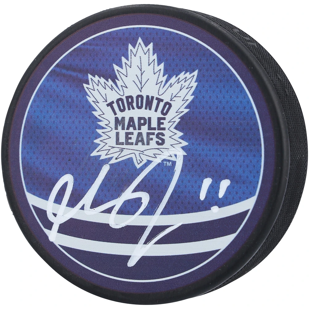 Max Domi Toronto Maple Leafs Autographed Reverse Retro Hockey Puck 