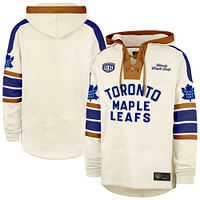 Men's '47  Cream Toronto Maple Leafs Old Time Hockey Lace-Up Pullover Hoodie