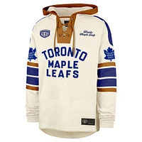 Men's '47  Cream Toronto Maple Leafs Old Time Hockey Lace-Up Pullover Hoodie