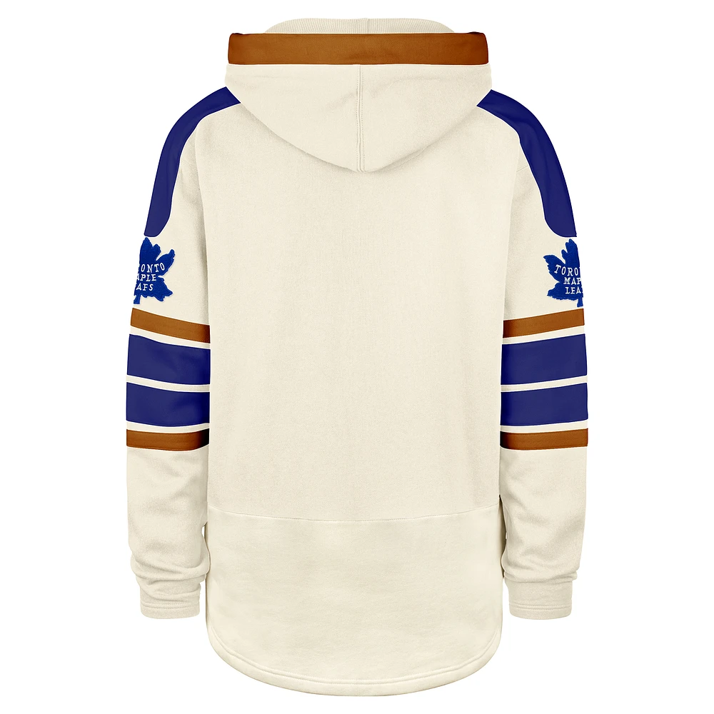 Men's '47  Cream Toronto Maple Leafs Old Time Hockey Lace-Up Pullover Hoodie