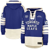 Men's '47  Royal/Cream Toronto Maple Leafs Old Time Hockey Lace-Up Pullover Hoodie