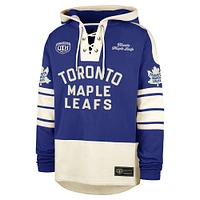 Men's '47  Royal/Cream Toronto Maple Leafs Old Time Hockey Lace-Up Pullover Hoodie