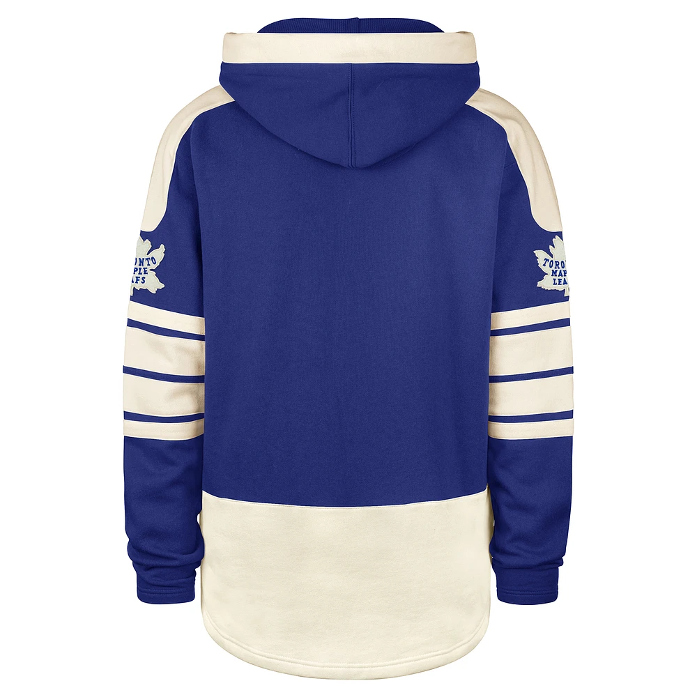 Men's '47  Royal/Cream Toronto Maple Leafs Old Time Hockey Lace-Up Pullover Hoodie