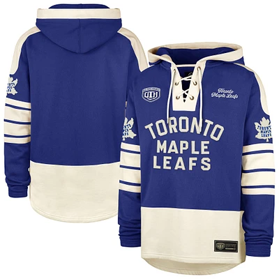 Men's '47  Royal/Cream Toronto Maple Leafs Old Time Hockey Lace-Up Pullover Hoodie