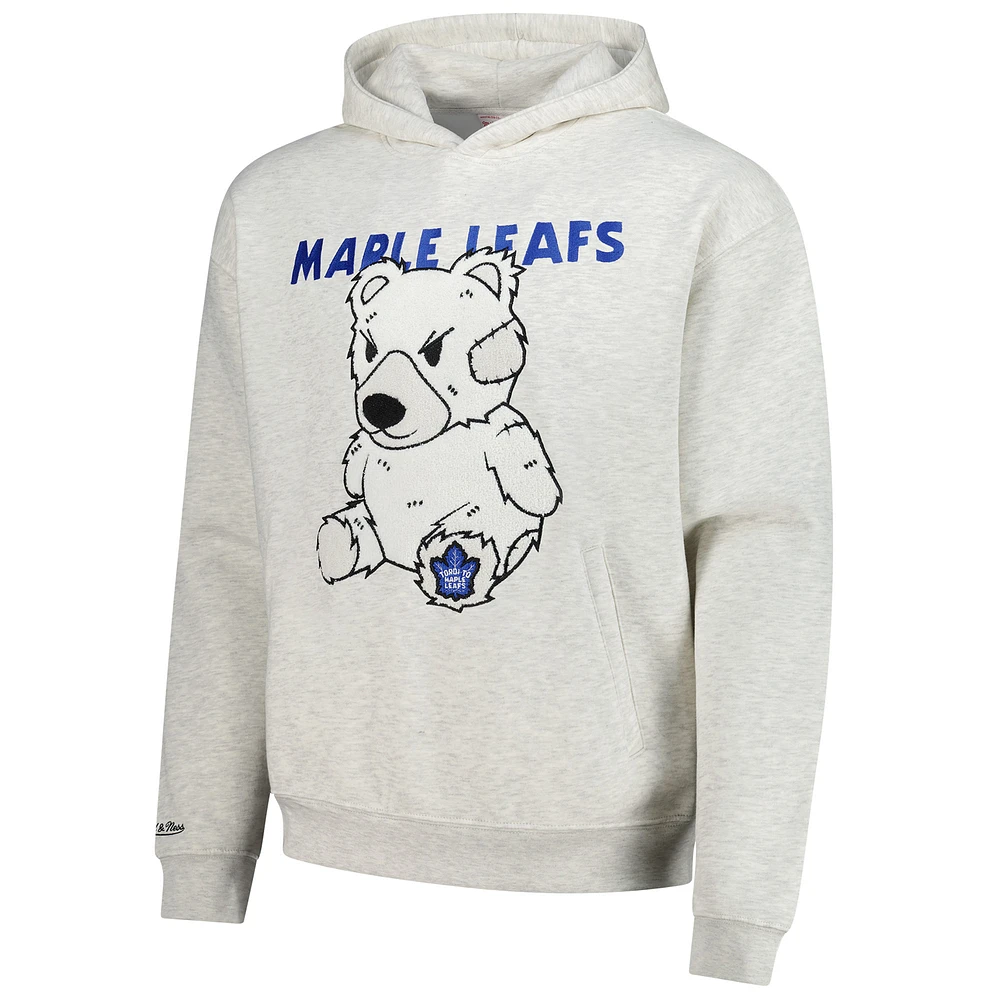 Sweat à capuche en peluche pour homme Mitchell & Ness Oatmeal Toronto Maple Leafs