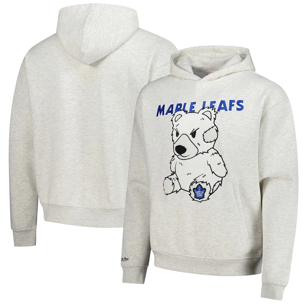 Sweat à capuche en peluche pour homme Mitchell & Ness Oatmeal Toronto Maple Leafs