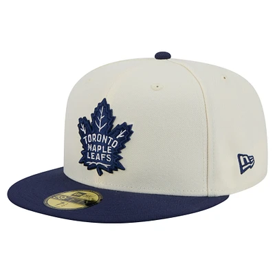 Casquette ajustée bicolore chromée 59FIFTY blanche des Maple Leafs de Toronto New Era pour homme