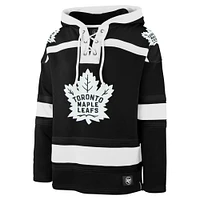 Men's '47 Black Toronto Maple Leafs Ice Lace-Up Pullover Hoodie