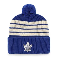 Bonnet en tricot à revers avec pompon pour homme des Maple Leafs de Toronto Old Time Hockey Barn bleu '47