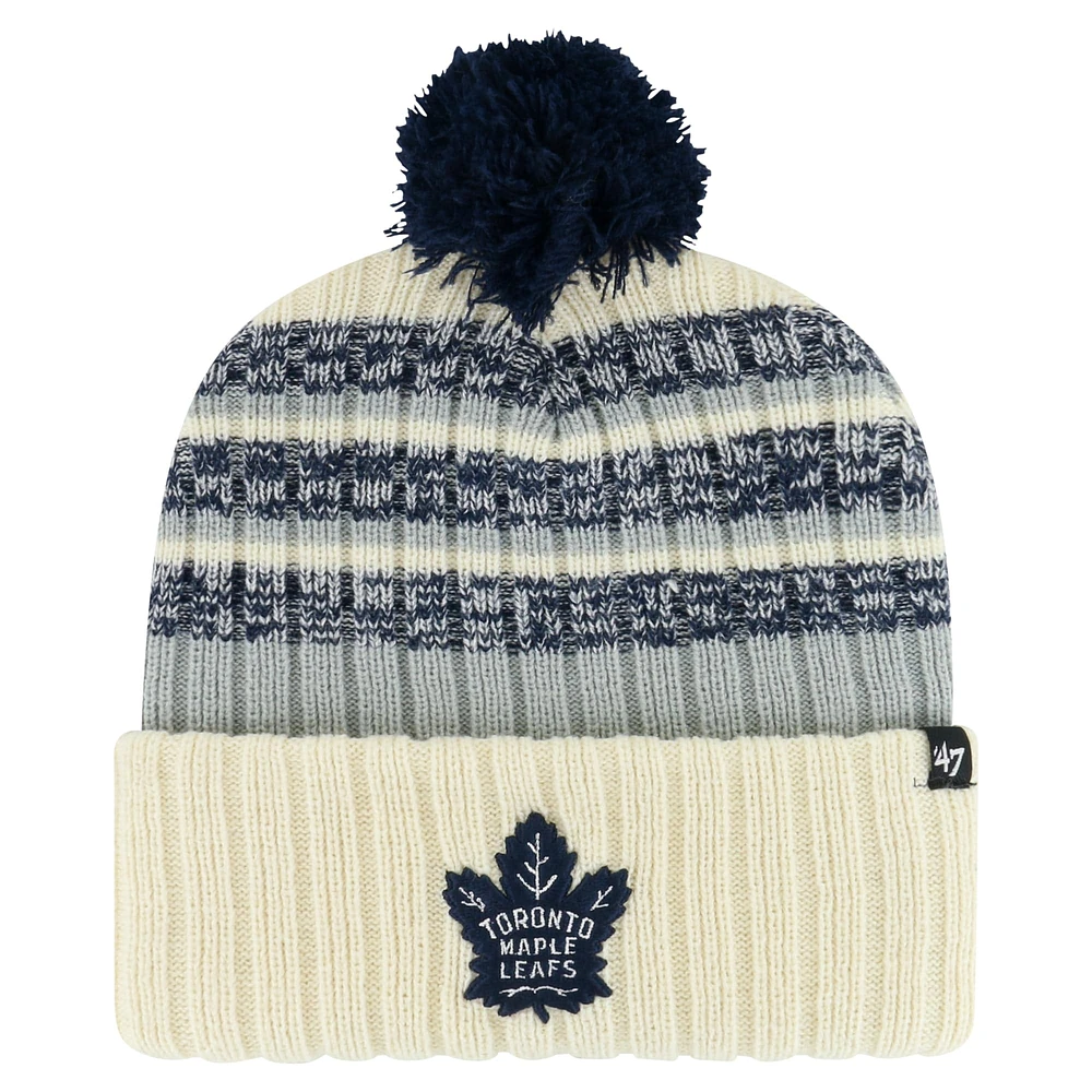 Bonnet en tricot à revers Tavern des Maple Leafs de Toronto '47 crème pour hommes avec pompon