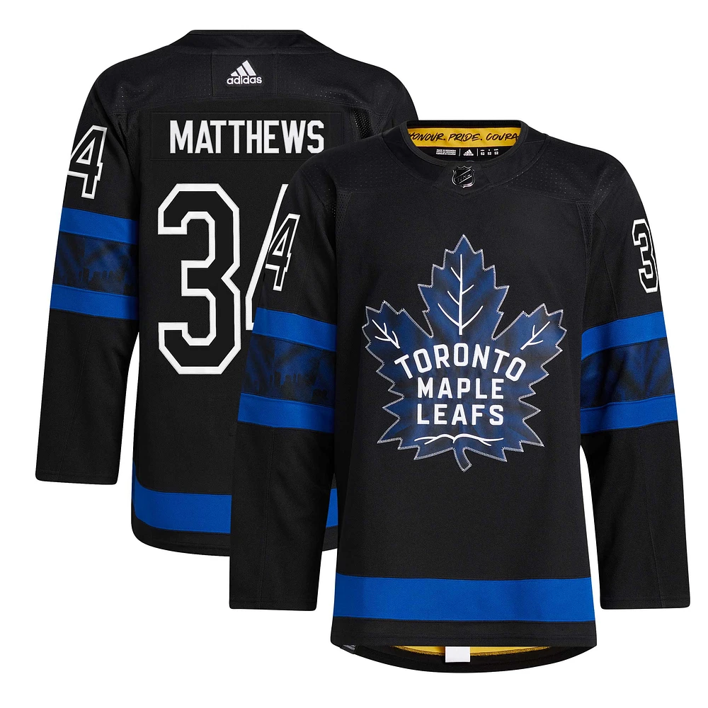 Maillot authentique adidas Auston Matthews Toronto Maple Leafs noir pour homme