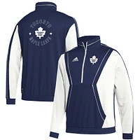 Veste à demi-zip adidas bleue pour hommes des Maple Leafs de Toronto