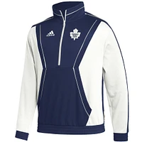 Veste à demi-zip adidas bleue pour hommes des Maple Leafs de Toronto