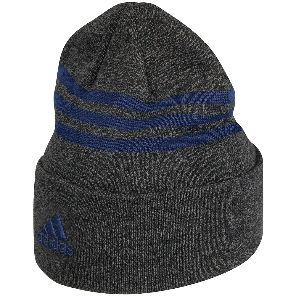 Men's adidas Charcoal Toronto Maple Leafs Three Stripe - Cuffed Knit Hat