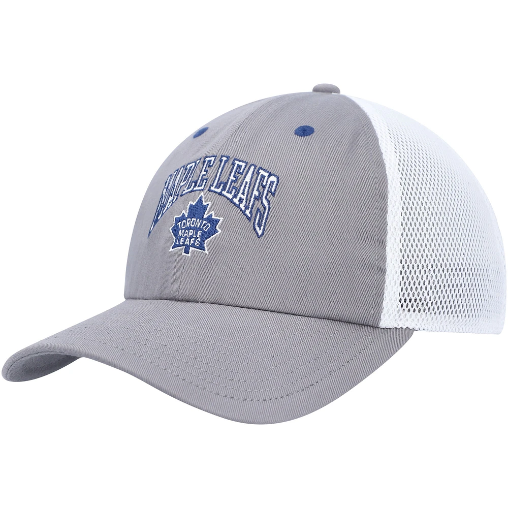 Casquette ajustable ton sur ton Slouch Trucker des Maple Leafs de Toronto adidas, gris/blanc pour hommes