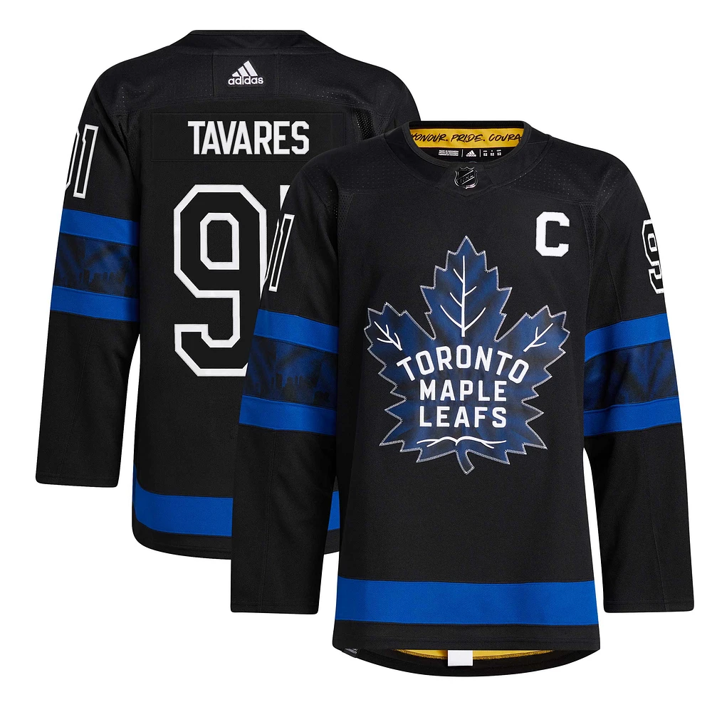 Maillot authentique adidas John Tavares noir Toronto Maple Leafs Alternate Primegreen pour homme