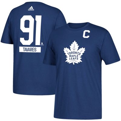 Men's adidas John Tavares Blue Toronto Maple Leafs Team Name & Number - T-Shirt