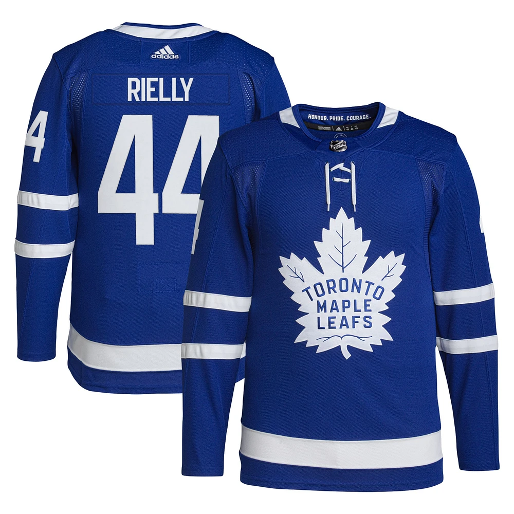 Maillot adidas Morgan Rielly bleu authentique domicile Toronto Maple Leafs Primegreen pour homme