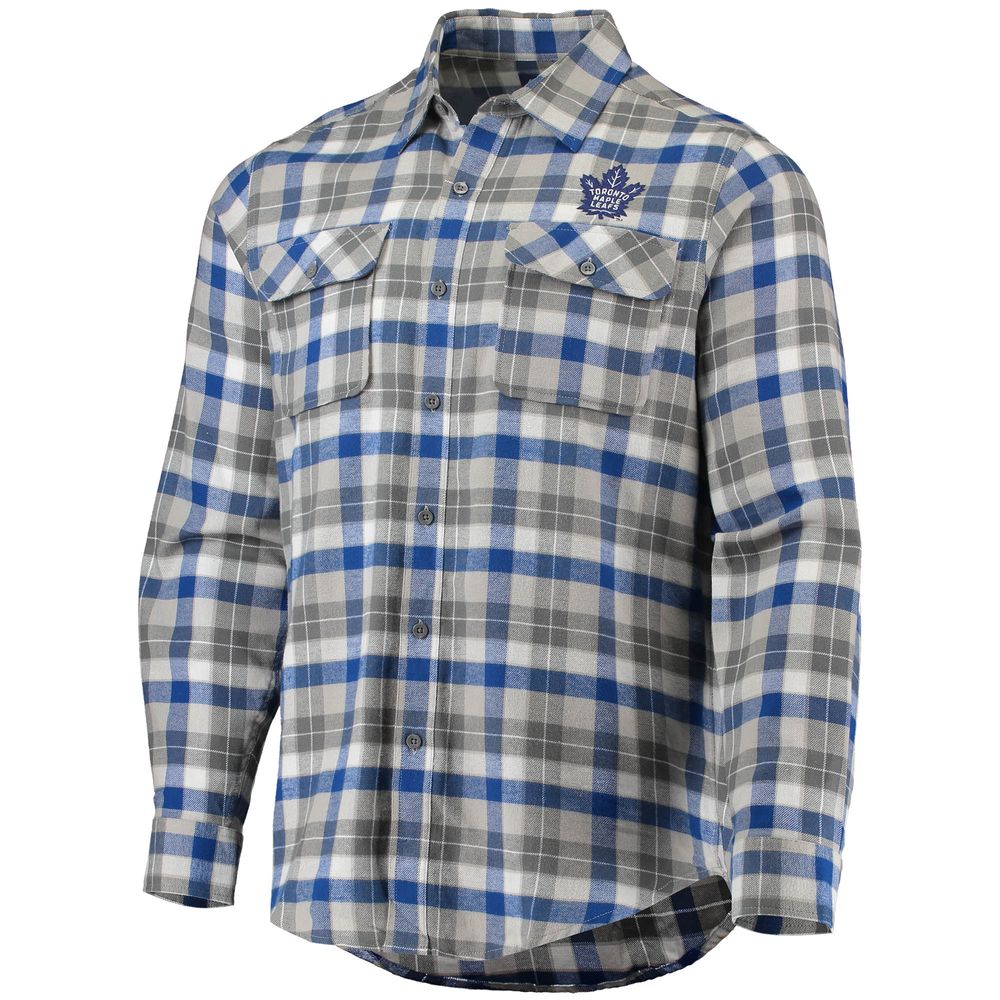 Men's Antigua Blue/Gray St. Louis Blues Ease Plaid Button-Up Long Sleeve Shirt