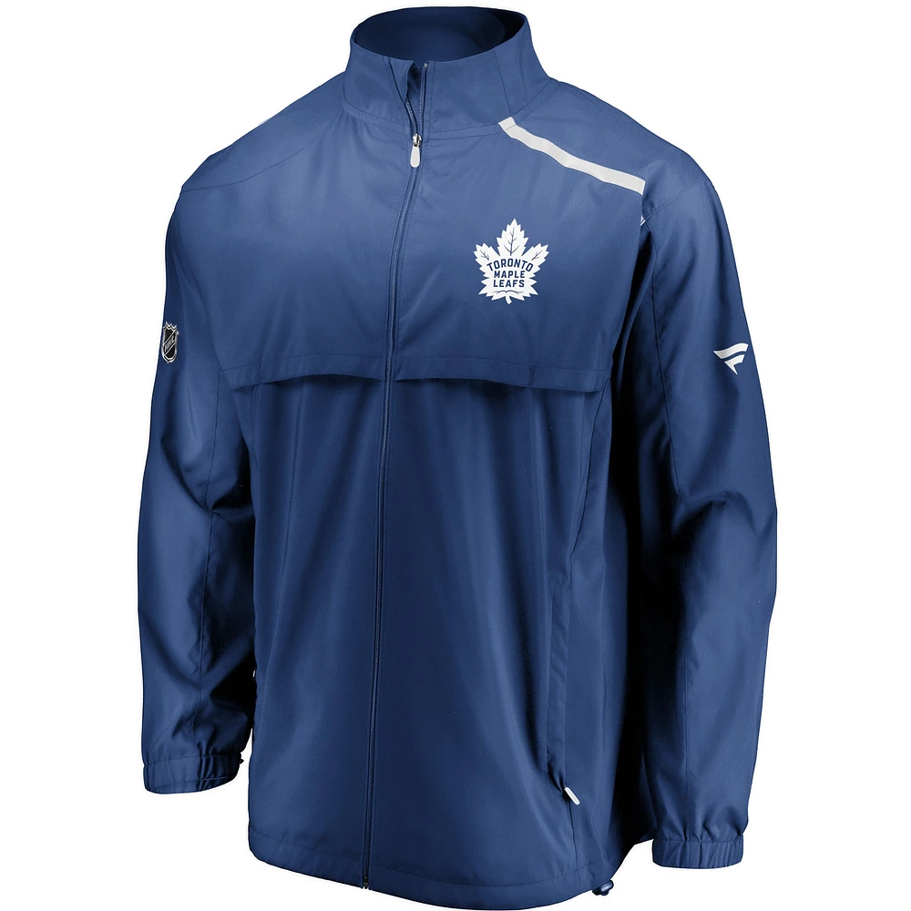 Veste à glissière intégrale Authentic Pro Rinkside bleue/blanche pour homme des Maple Leafs de Toronto