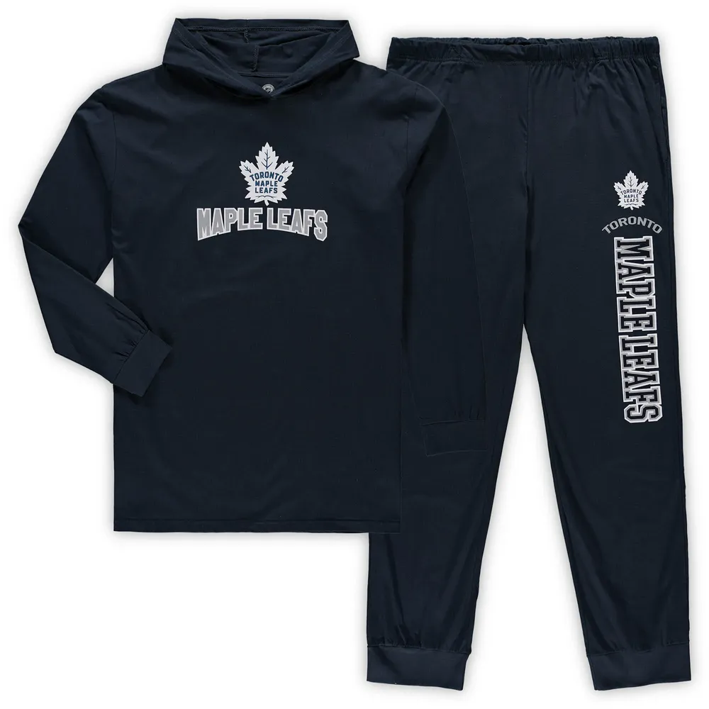 Concepts Sport Ensemble de nuit à capuchon et pantalon jogging Toronto Maple Leafs Big & Tall pour homme, bleu marine