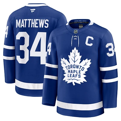 Maillot de qualité supérieure pour homme Fanatics Auston Matthews Blue Toronto Maple Leafs Captain Patch Home