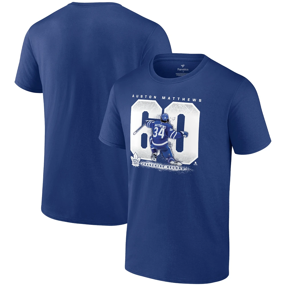 Men's Fanatics Auston Matthews Blue Toronto Maple Leafs Goal Record T-Shirt