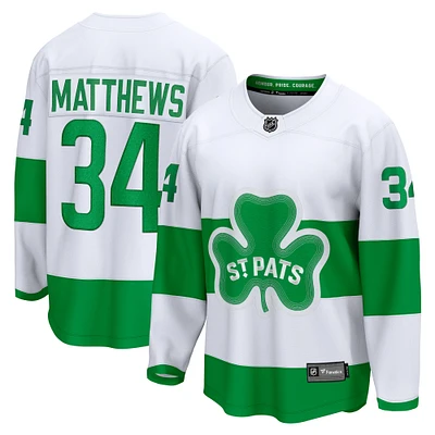 Fanatics pour hommes Auston Matthews Blanc Toronto Maple Leafs St. Patricks Alternate Premier Breakaway Player Maillot