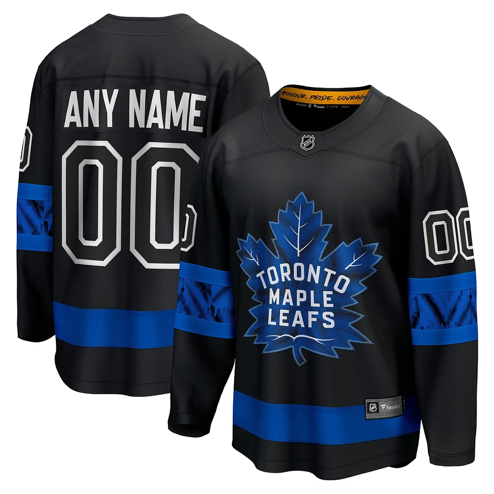 Fanatics pour hommes noirs Maple Leafs de Toronto - Maillot personnalisé réversible Alternate Premier Breakaway