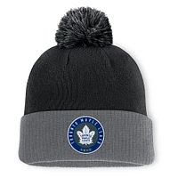 Bonnet en tricot à revers avec pompon noir pour hommes des Maple Leafs de Toronto Fanatics