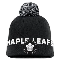 Men's Fanatics Black Toronto Maple Leafs High Stick Cuffed Knit Hat with Pom