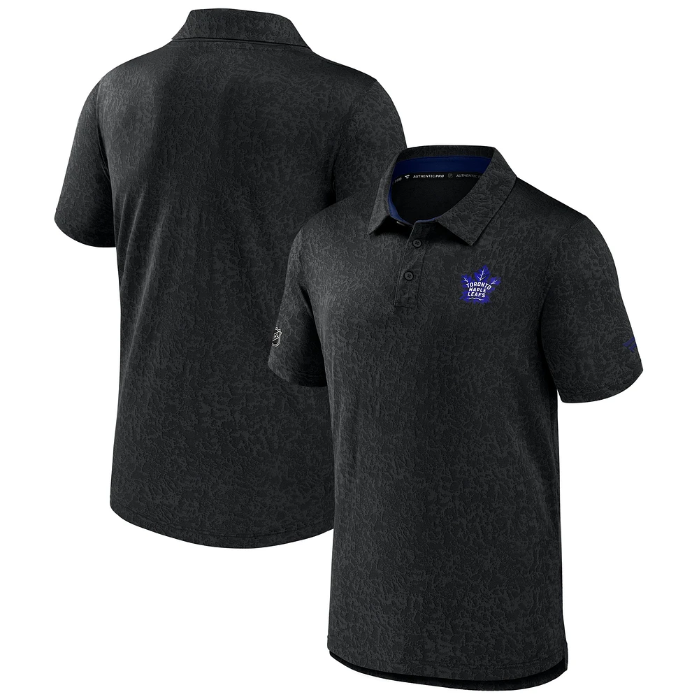 Men's Fanatics  Black Toronto Maple Leafs Jacquard Polo