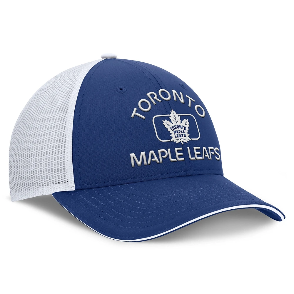 Casquette ajustable structurée à dos en maille bleu/blanc des Maple Leafs de Toronto Fanatics Authentic Pro Rink pour homme