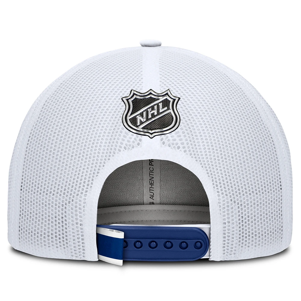 Casquette ajustable structurée à dos en maille bleu/blanc des Maple Leafs de Toronto Fanatics Authentic Pro Rink pour homme