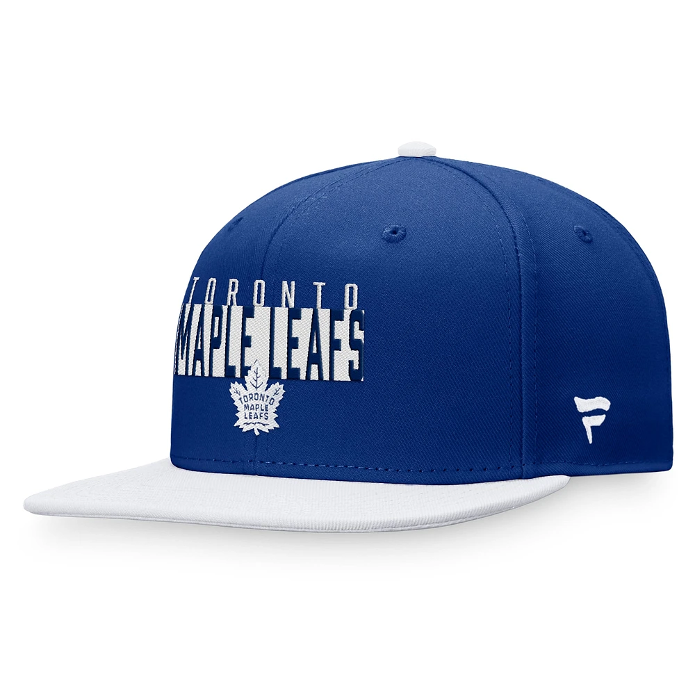 Casquette Snapback à couleurs contrastées fondamentales des Maple Leafs de Toronto Fanatics bleu/blanc pour hommes