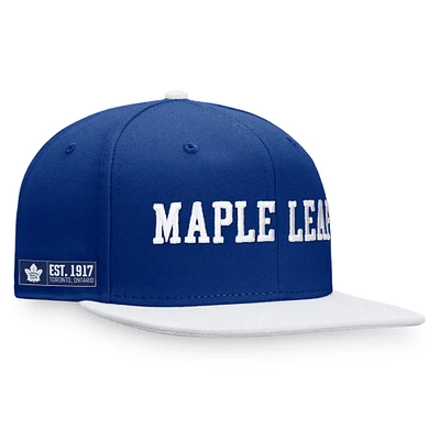 Men's Fanatics Blue/White Toronto Maple Leafs Iconic Color Blocked Snapback Hat