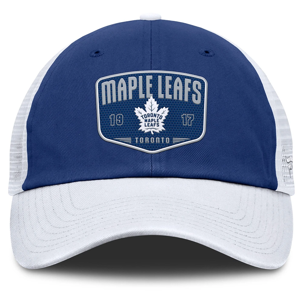 Casquette ajustable One-Timer en maille bleu/blanc pour homme Fanatics des Maple Leafs de Toronto