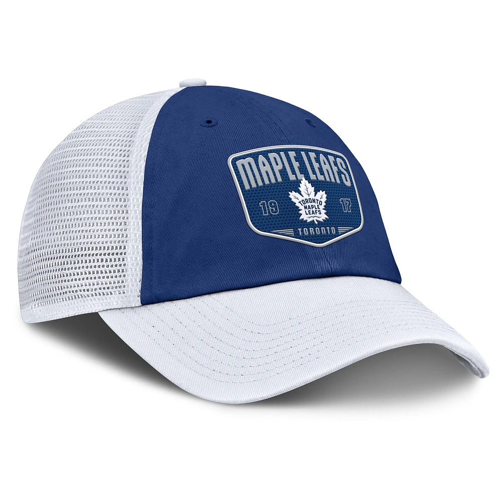 Casquette ajustable One-Timer en maille bleu/blanc pour homme Fanatics des Maple Leafs de Toronto