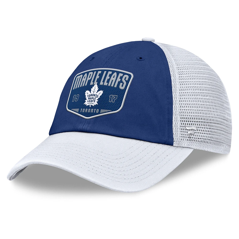 Casquette ajustable One-Timer en maille bleu/blanc pour homme Fanatics des Maple Leafs de Toronto