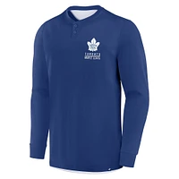 T-shirt Henley à manches longues Adrenaline Push bleu Fanatics pour homme des Maple Leafs de Toronto