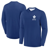 T-shirt Henley à manches longues Adrenaline Push bleu Fanatics pour homme des Maple Leafs de Toronto