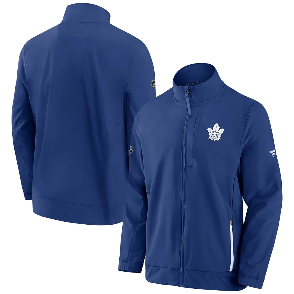 Veste bleue entièrement zippée Fanatics pour hommes des Maple Leafs de Toronto Authentic Pro Rink Coaches