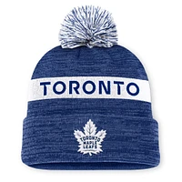 Men's Fanatics Blue Toronto Maple Leafs  Authentic Pro Rink Cuffed Knit Hat with Pom