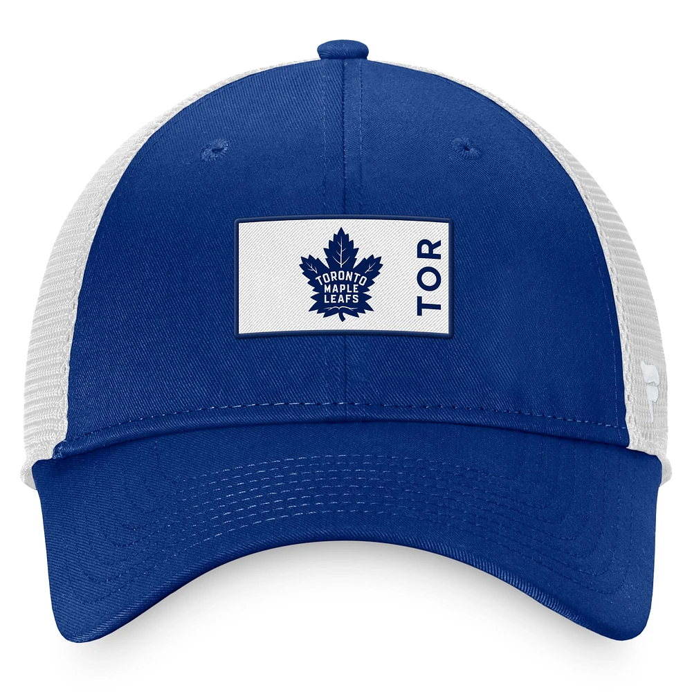 Casquette Snapback authentique Pro Rink Trucker des Maple Leafs de Toronto de marque Fanatics pour hommes