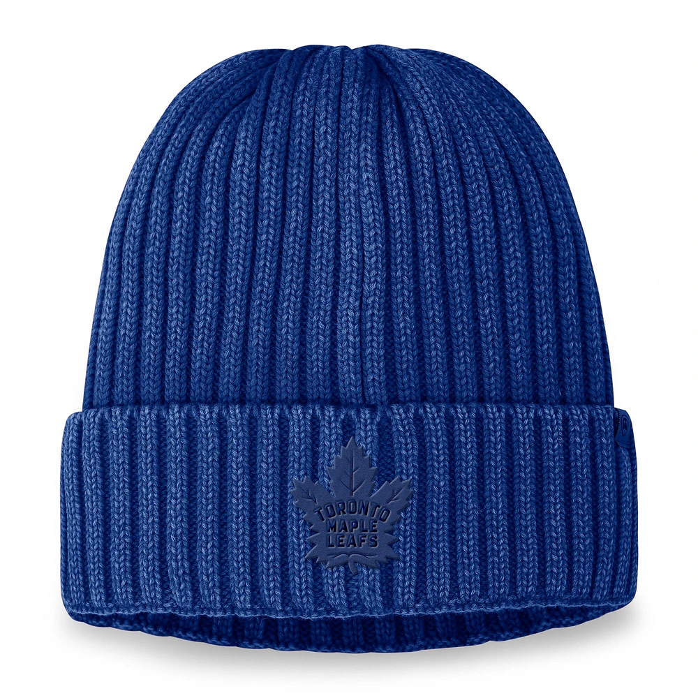 Bonnet en tricot ton sur ton bleu authentique Pro Road des Maple Leafs de Toronto Fanatics pour homme